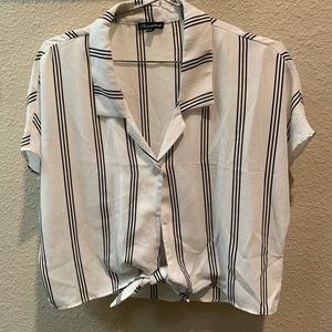 Striped Button Down Crop Top